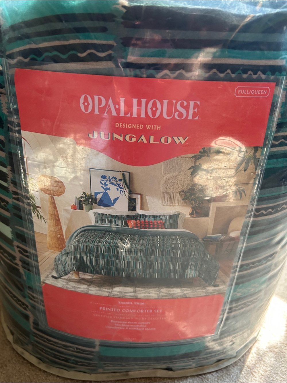 Opalhouse Jungalow F/Q Teal & Black Striped Jungalow Comforter Set